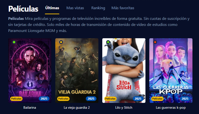 Imagen de la interfaz de Movie4K